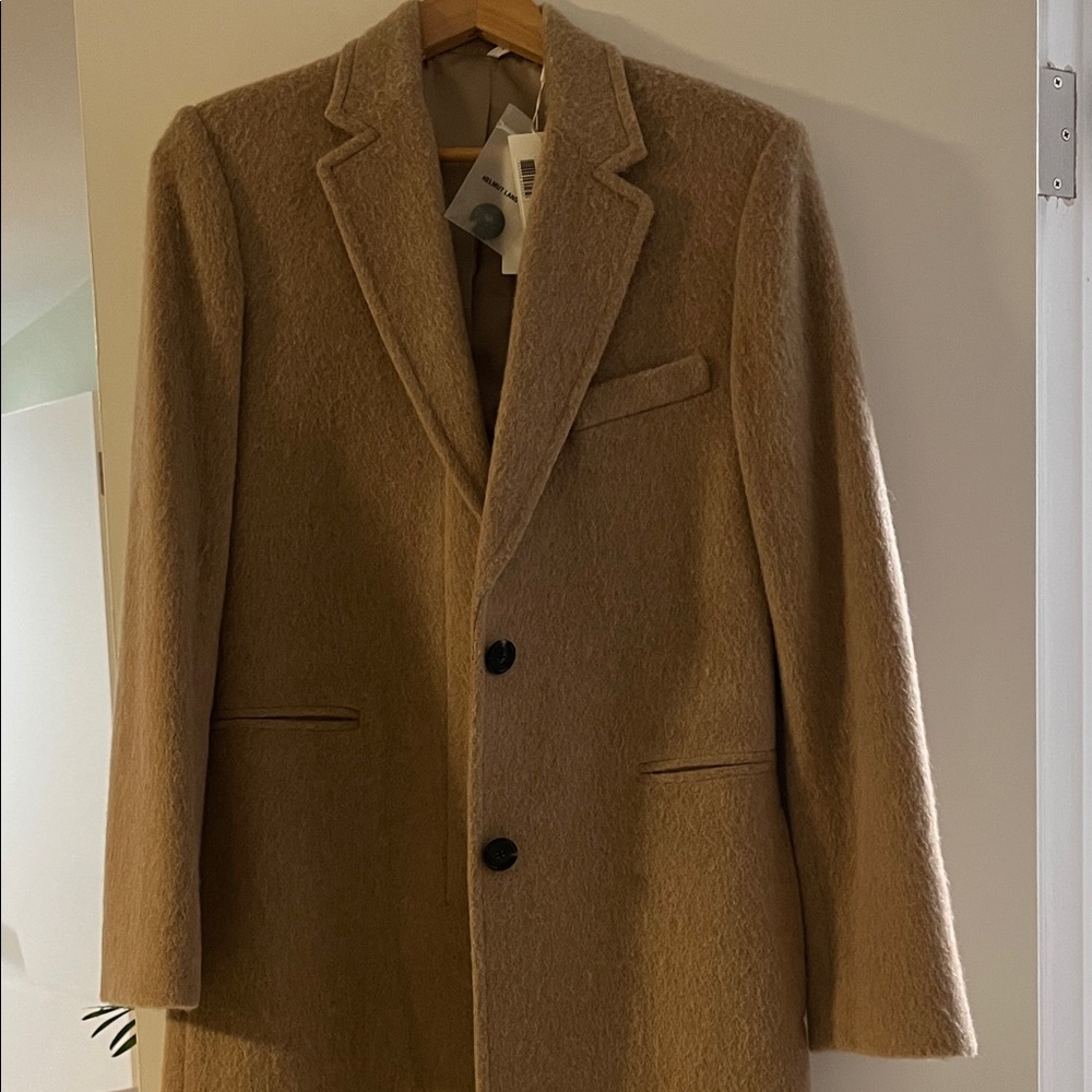 Helmut Lang Camel Single-Breasted Wool-Blend Pea Coat